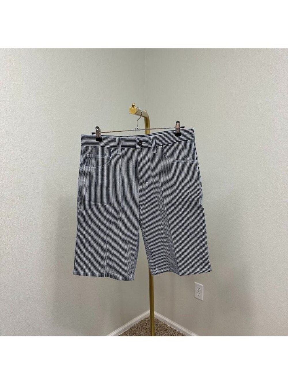 Dickies Navy and White Pinstripe Men's Shorts